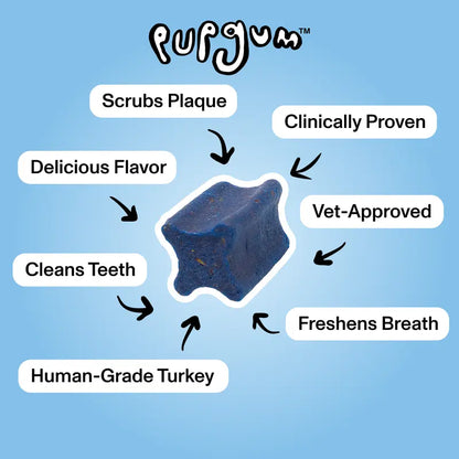 Pupgum Daily Dental Chews for Dogs – Turkey-Flavored Breath Freshening Treats for Comprehensive Oral Care and Healthy Teeth for All Sizes