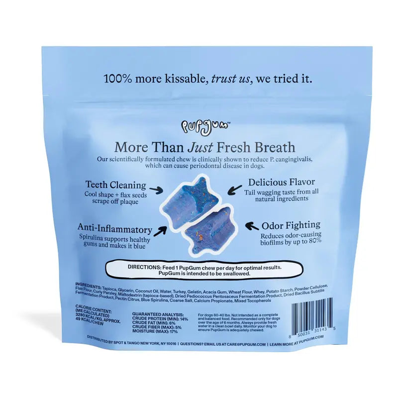 Pupgum Daily Dental Chews for Dogs – Turkey-Flavored Breath Freshening Treats for Comprehensive Oral Care and Healthy Teeth for All Sizes